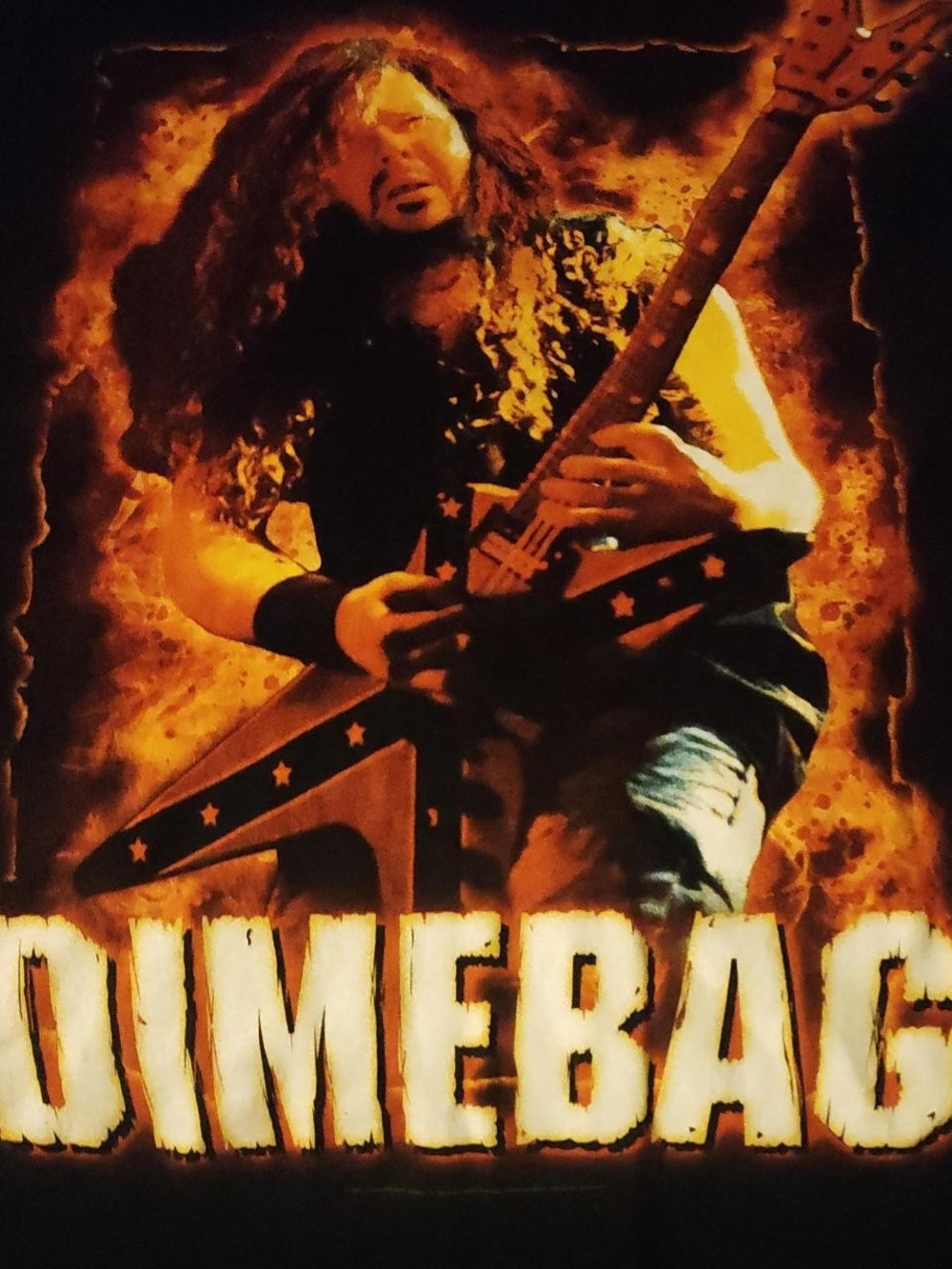 Flaming Guitar Rock Poster Tee - Orange & Black